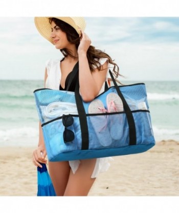 Sac de plage oscaurt Sacs de plage extra larges pour femmes Sacs fourre-tout de plage en maille imperméable et anti-sable Sac de piscine de voyage