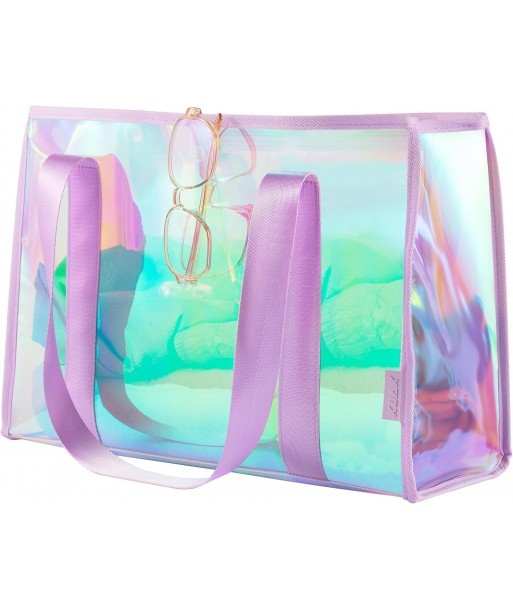 KUAK Grand sac de plage pour femme, imperméable, anti-sable, anti-basculement, sac fourre-tout de plage irisé avec poche étanche pour piscine