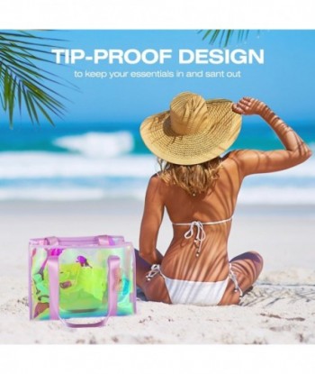 KUAK Grand sac de plage pour femme, imperméable, anti-sable, anti-basculement, sac fourre-tout de plage irisé avec poche étanche pour piscine