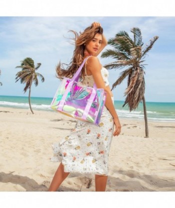 KUAK Grand sac de plage pour femme, imperméable, anti-sable, anti-basculement, sac fourre-tout de plage irisé avec poche étanche pour piscine