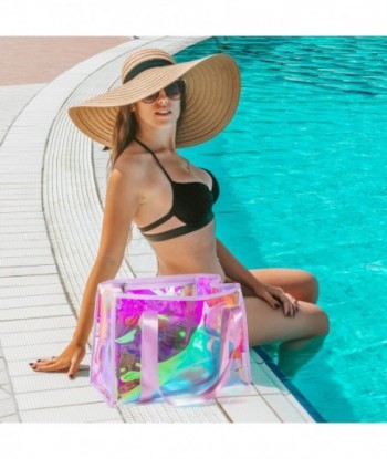 KUAK Grand sac de plage pour femme, imperméable, anti-sable, anti-basculement, sac fourre-tout de plage irisé avec poche étanche pour piscine