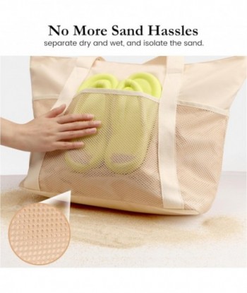 Grand sac de plage imperméable à 8 poches avec fermeture éclair, sac fourre-tout de plage pliable et résistant au sable pour femme