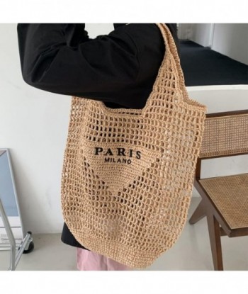 Nouveau sac tissé, sac fourre-tout en maille de paille, plage, sac à bandoulière, hobo femme, pliable grande capacité, pour les vacances.