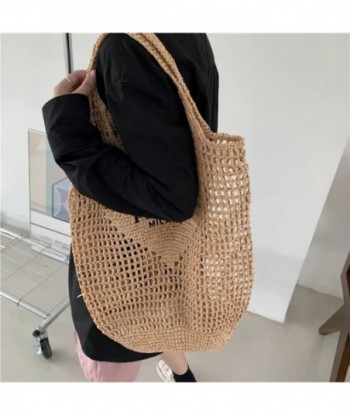 Nouveau sac tissé, sac fourre-tout en maille de paille, plage, sac à bandoulière, hobo femme, pliable grande capacité, pour les vacances.