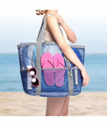 Sac de plage en maille F-color Family - Sac fourre-tout de plage 9 poches Sac de serviette de plage