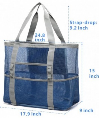 Sac de plage en maille F-color Family - Sac fourre-tout de plage 9 poches Sac de serviette de plage