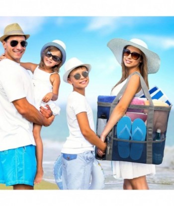 Sac de plage en maille F-color Family - Sac fourre-tout de plage 9 poches Sac de serviette de plage