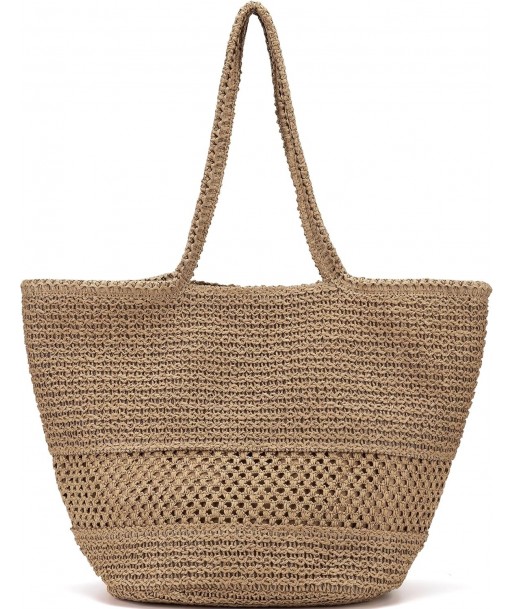 Grand sac à main de plage en paille pour femme : sacs en paille, sacs à bandoulière, sacs à main - Sac fourre-tout tissé en raphia pour les vacances d'été