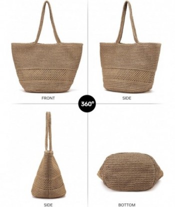 Grand sac à main de plage en paille pour femme : sacs en paille, sacs à bandoulière, sacs à main - Sac fourre-tout tissé en raphia pour les vacances d'été