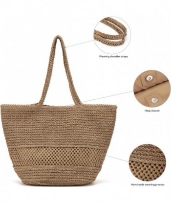 Grand sac à main de plage en paille pour femme : sacs en paille, sacs à bandoulière, sacs à main - Sac fourre-tout tissé en raphia pour les vacances d'été