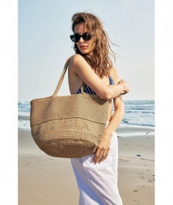 Grand sac à main de plage en paille pour femme : sacs en paille, sacs à bandoulière, sacs à main - Sac fourre-tout tissé en raphia pour les vacances d'été