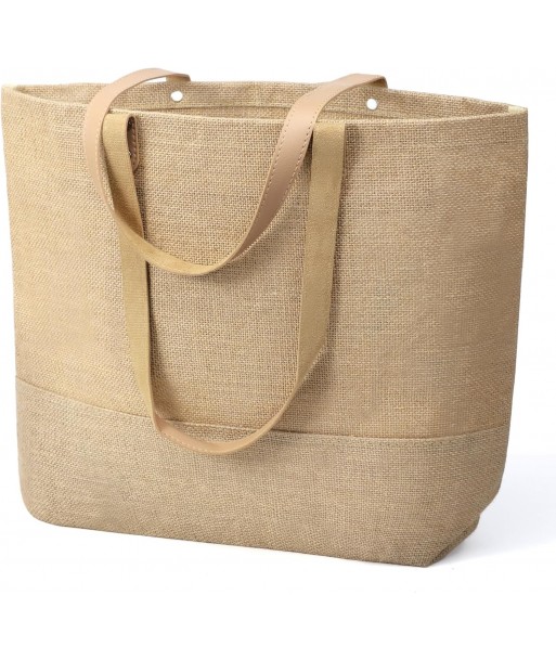 hatisan Grand sac de plage en jute pour femme Sac fourre-tout de plage en paille tissée Sac à main à bandoulière Sac bohème