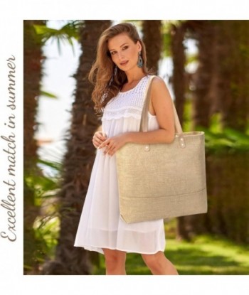 hatisan Grand sac de plage en jute pour femme Sac fourre-tout de plage en paille tissée Sac à main à bandoulière Sac bohème