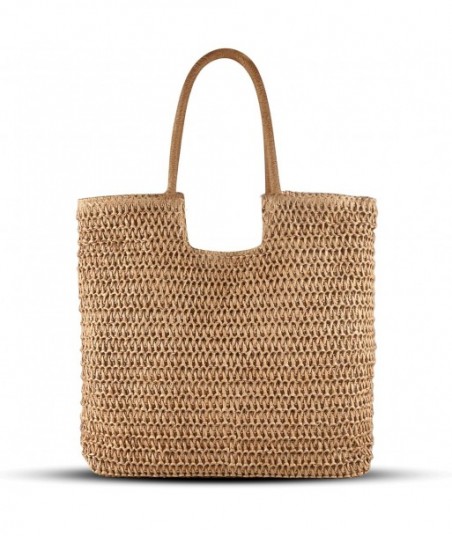 Sac de plage en paille pour femme : sac d'été pour les voyages et les vacances - sac fourre-tout tissé pour femme