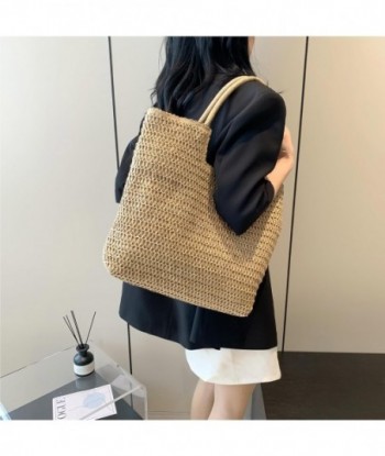 Sac de plage en paille pour femme : sac d'été pour les voyages et les vacances - sac fourre-tout tissé pour femme