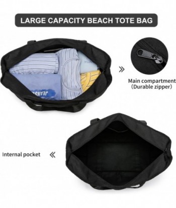 Sac de plage avec fermeture éclair - grand sac de piscine imperméable avec filet et poches Sac fourre-tout de plage résistant au sable, natation pour femme