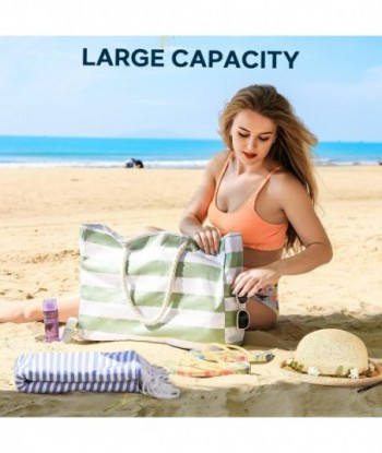 Sac de plage Clothirily pour femme - Grand sac fourre-tout, imperméable et résistant au sable avec fermeture éclair pour piscine