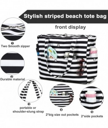 LOIDOU Grand sac de plage fourre-tout imperméable et résistant au sable avec fermeture éclair et poches humides Sac à bandoulière Voyage Enseignant Épicerie