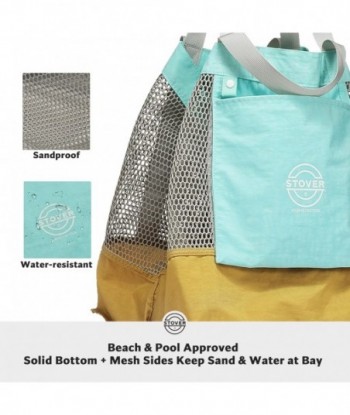 Sac de plage en maille STOVER LG - Sac fourre-tout pour vacances, shopping, voyage - Pliable avec pochette de rangement - Femmes, hommes et familles - Résistant à l'eau