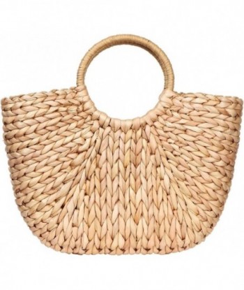 Sac d'été en rotin pour femme, sac à main en paille tissé à la main avec poignée supérieure, sac fourre-tout en paille de mer, pochette de plage