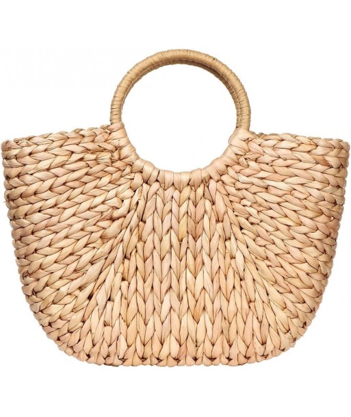 Sac d'été en rotin pour femme, sac à main en paille tissé à la main avec poignée supérieure, sac fourre-tout en paille de mer, pochette de plage