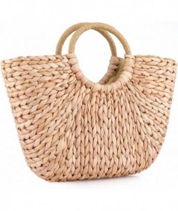 Sac d'été en rotin pour femme, sac à main en paille tissé à la main avec poignée supérieure, sac fourre-tout en paille de mer, pochette de plage