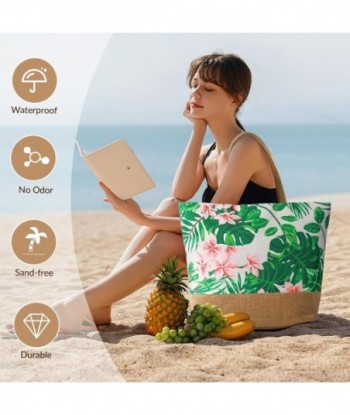 Sac de plage pour femme, grand sac fourre-tout de plage avec fermeture éclair, sac fourre-tout de plage en paille imperméable, sac de voyage pour natation et shopping