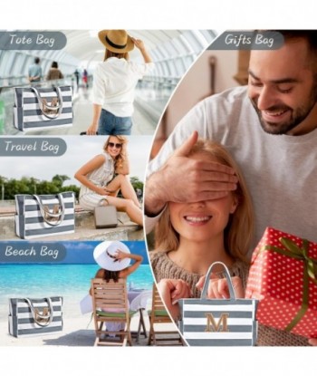 Sac de plage oscaurt Grand sac fourre-tout de plage étanche avec initiale Cadeaux personnalisés pour femmes Maman Anniversaire Voyage Essentiels de plage