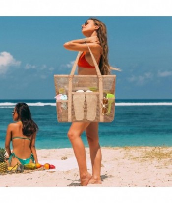 Sac de plage en maille, sac à main décontracté pour femme, grand sac fourre-tout de plage résistant au sable pour les essentiels de la piscine/voyage/vacances