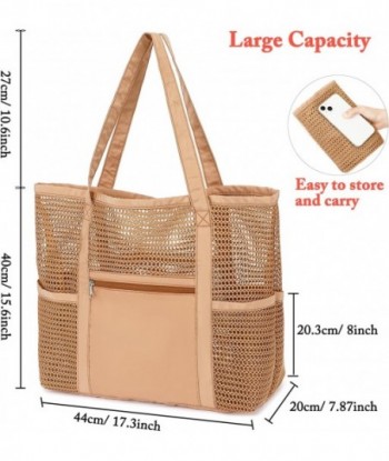 Sac de plage en maille, sac à main décontracté pour femme, grand sac fourre-tout de plage résistant au sable pour les essentiels de la piscine/voyage/vacances