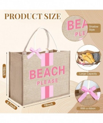 Grand sac de plage imprimé Beach Please en jute avec poignée pour femme, idéal pour les voyages, les vacances ou la plage