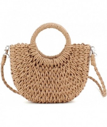 Mini sac en paille en rotin demi-cercle, sac fourre-tout de plage rétro tissé à la main pour femme, sac à bandoulière, sac de voyage, sac de plage