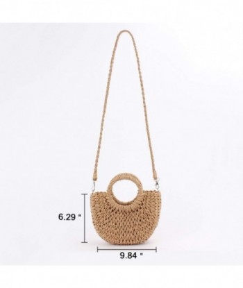 Mini sac en paille en rotin demi-cercle, sac fourre-tout de plage rétro tissé à la main pour femme, sac à bandoulière, sac de voyage, sac de plage