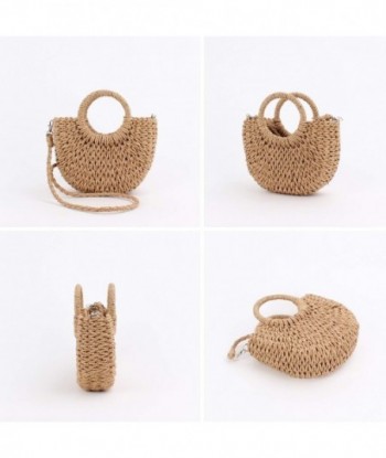 Mini sac en paille en rotin demi-cercle, sac fourre-tout de plage rétro tissé à la main pour femme, sac à bandoulière, sac de voyage, sac de plage