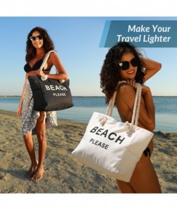 Grand sac fourre-tout de plage en toile avec fermeture éclair pour femmes, essentiels pour la natation, les voyages, le shopping, la salle de sport et les vacances à la plage