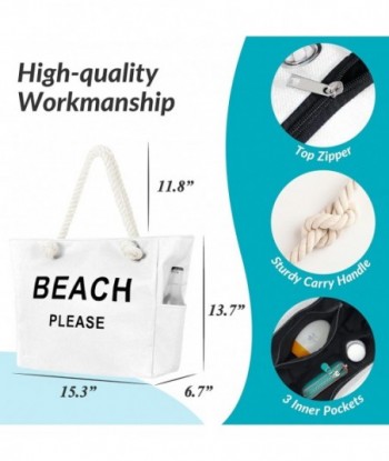 Grand sac fourre-tout de plage en toile avec fermeture éclair pour femmes, essentiels pour la natation, les voyages, le shopping, la salle de sport et les vacances à la plage