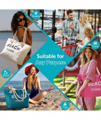 Grand sac fourre-tout de plage en toile avec fermeture éclair pour femmes, essentiels pour la natation, les voyages, le shopping, la salle de sport et les vacances à la plage