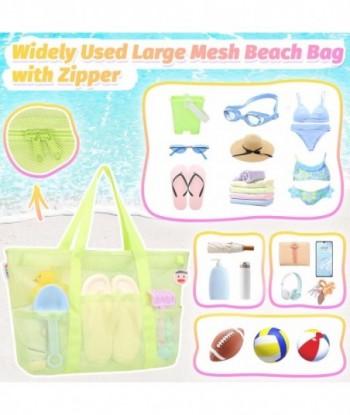 Sac de plage en maille pour jouets de plage Tagitary avec fermeture éclair et 8 poches, grand sac de plage imperméable et résistant au sable pour le rangement de la piscine en voyage