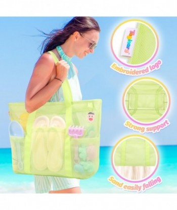 Sac de plage en maille pour jouets de plage Tagitary avec fermeture éclair et 8 poches, grand sac de plage imperméable et résistant au sable pour le rangement de la piscine en voyage