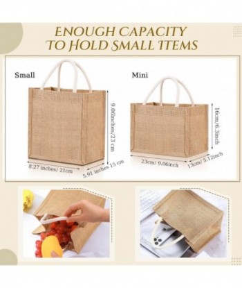 Cunno Lot de 12 mini sacs fourre-tout en toile de jute réutilisables avec poignée Petit sac cadeau en toile vierge DIY Imperméable pour mariage Plage