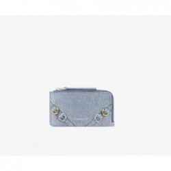 Porte-cartes zippé Voyou en denim Bleu Moyen