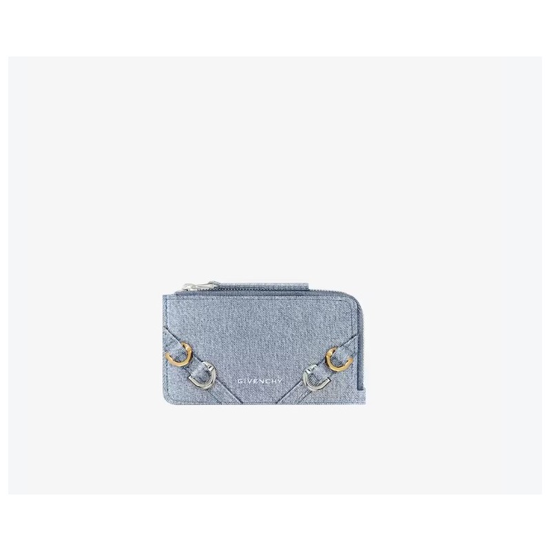 Porte-cartes zippé Voyou en denim Bleu Moyen