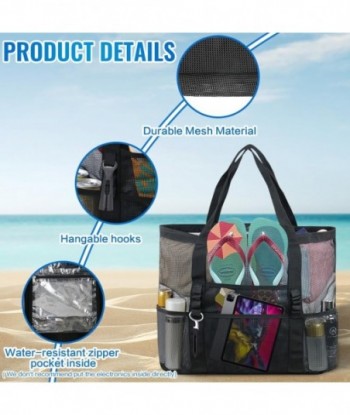 Sac de plage surdimensionné en maille AMJ, sac fourre-tout de plage pour la famille, sac de plage pour jouets et essentiels de vacances, 2 pièces