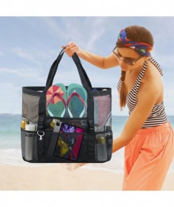 Sac de plage surdimensionné en maille AMJ, sac fourre-tout de plage pour la famille, sac de plage pour jouets et essentiels de vacances, 2 pièces