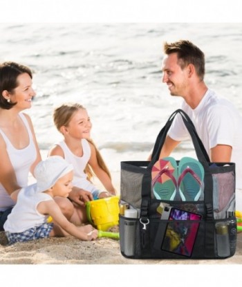 Sac de plage surdimensionné en maille AMJ, sac fourre-tout de plage pour la famille, sac de plage pour jouets et essentiels de vacances, 2 pièces