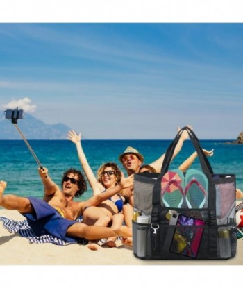 Sac de plage surdimensionné en maille AMJ, sac fourre-tout de plage pour la famille, sac de plage pour jouets et essentiels de vacances, 2 pièces