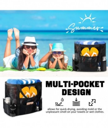 Sac de plage en maille, grand sac de plage, sac de natation, fourre-tout en maille pliable pour votre voyage à la plage en famille