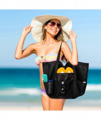 Sac de plage en maille, grand sac de plage, sac de natation, fourre-tout en maille pliable pour votre voyage à la plage en famille