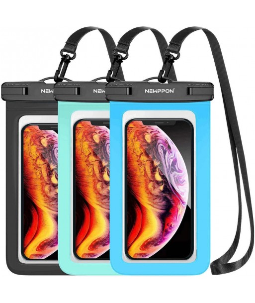 Pochette étanche pour téléphone portable newppon - Lot de 3 étuis étanches avec cordon - Support transparent et étanche pour iPhone 16 15 14 Pro Max Plus Samsung Galaxy S23 S22 Ultra Note pour la plage et la natation