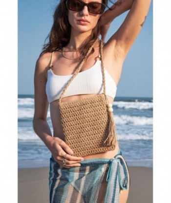 Petit sac à main de plage en paille pour femme : sacs en paille, sacs à bandoulière, sacs à main - Sac fourre-tout tissé en raphia pour les vacances d'été